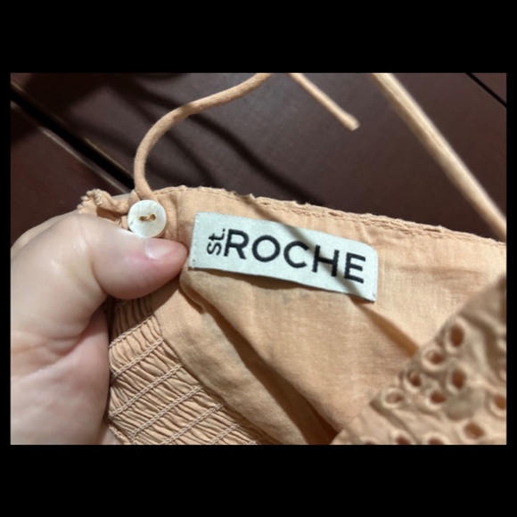St. Roche Benedict Embroidered Eyelet Halter or Strapless Midi Dress Tan Size 8 - Picture 13 of 16
